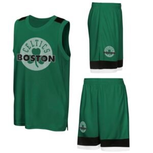 Outerstuff Officially Licensed NBA Boston Celtics Boys Basketball Set – Kids Tank Top & Shorts Outfit – Green Celtics Clothing – Youth Basketball Shorts Set – Lightweight Breathable Sportswear